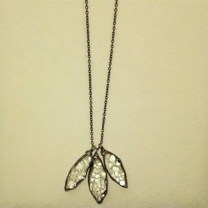 Old World Silver Glass Leaves Y Necklace